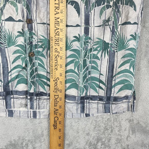 Tommy Bahama Mens 100% Silk Tropical Trees Striped AOP Camp Hawaiian Shirt XL - Picture 9 of 10